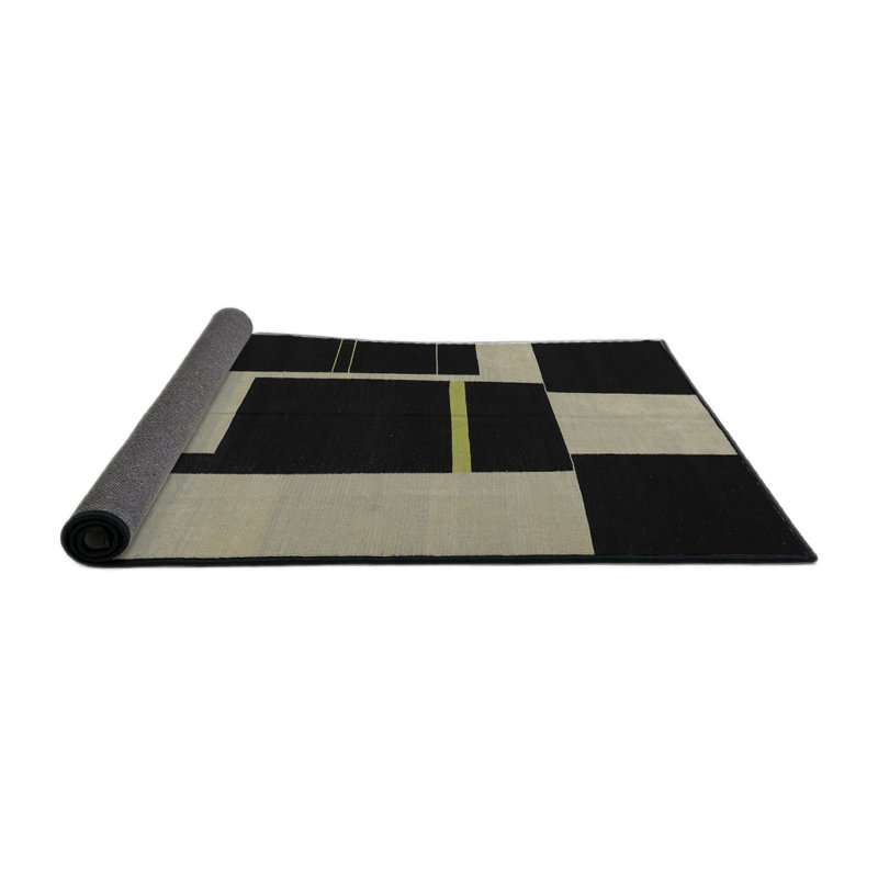 Tapis contemporain noir / beige, Rond 6 pi