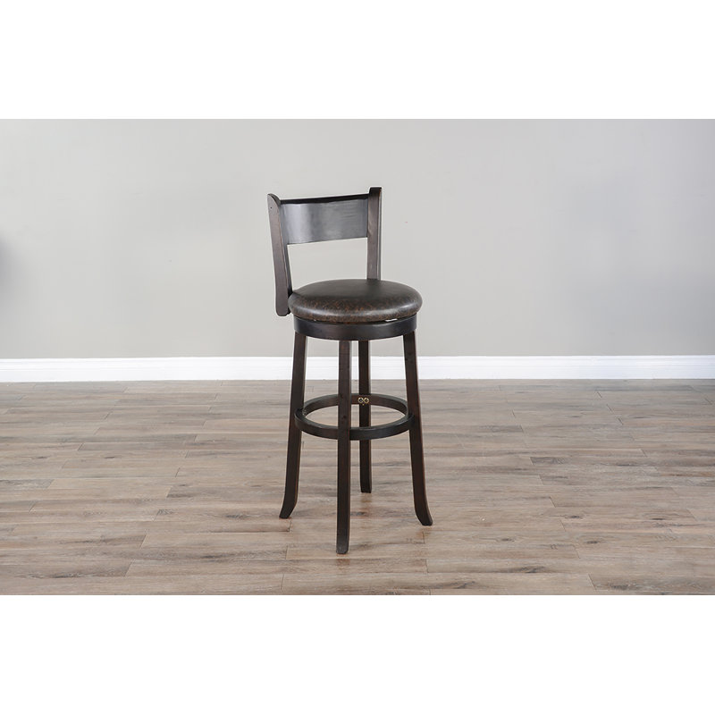 Spitler Swivel Upholstered Counter Stool with Solid Wood Frame, Bar Stool (30" Seat Height), Black Walnut