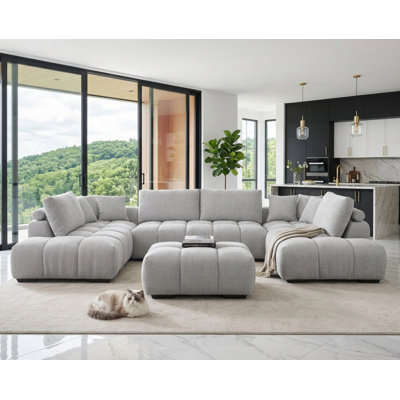 Canapé modulaire surdimensionné avec repose-pieds et méridienne, canapé moderne capitonné pour le salon