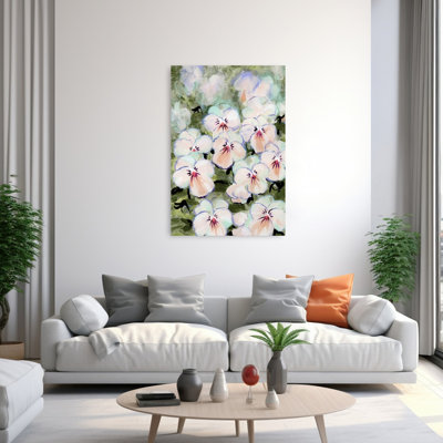 Delicate White Pansies Delicate Abstract Pansy Flower Nature Wall Art