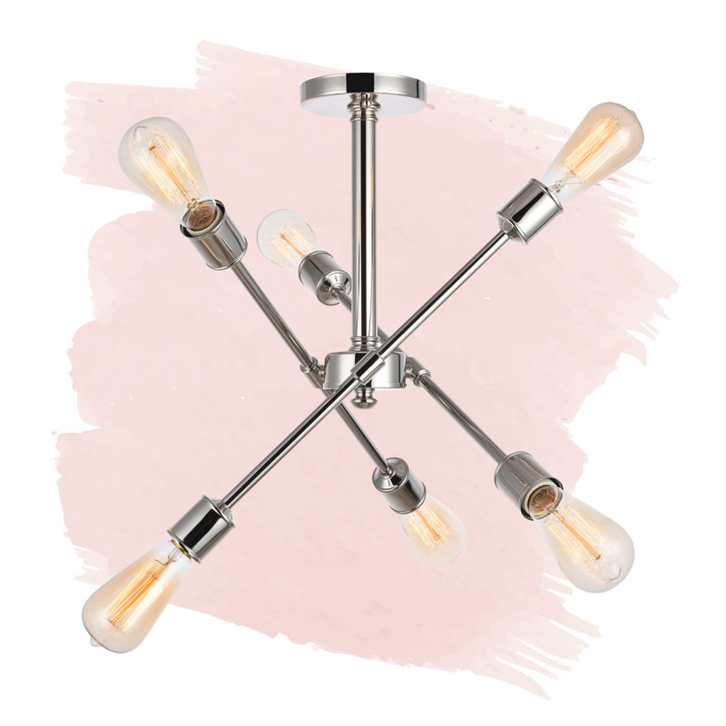 Colebrook 17.1" W 6-Light Dimmable Chandelier with Adjustable Arms, Polished Nickel