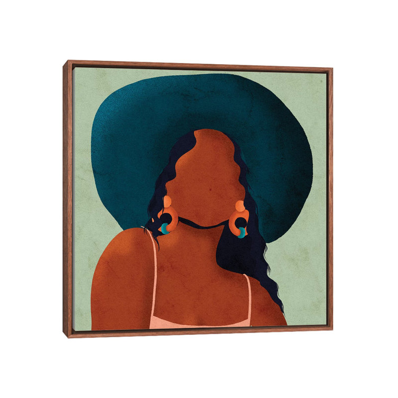 Kim par Reyna Noriega - impression d'art graphique, H 26 po x l 26 po x P 1,5 po, Toile classique avec cadre brun