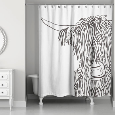 Wash-Up Cow Sketch Shower Curtain