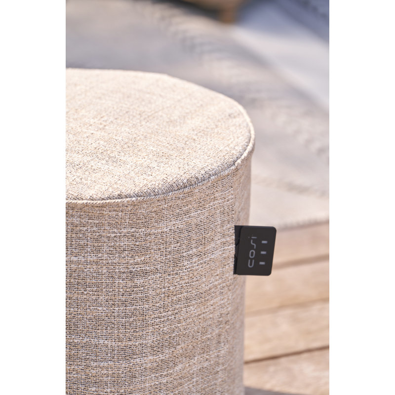 Cosipouf 45cm Wide Round Chevron Pouf Ottoman, Beige