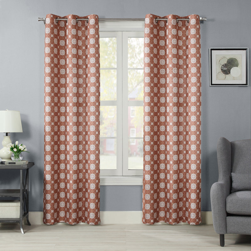 Buntingford Room Darkening Curtain Single Panel, Red