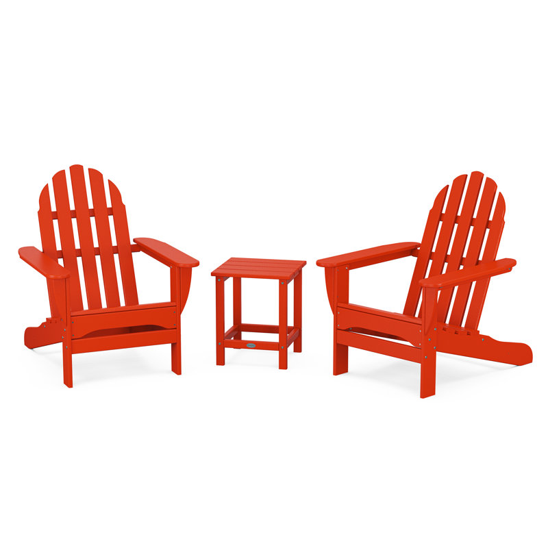 POLYWOOD x Sol 72 Jamarion 3-Piece Adirondack Set, Sunset Red