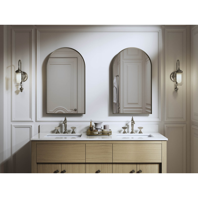 Verdera 20" X 34" Arched Framed Medicine Cabinet Left-Hinged, Brushed Nickel