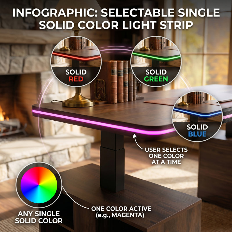 63'' Electric Standing Desk With LED Light Strip, Power Outlet, And Bluetooth App Control, Walnut