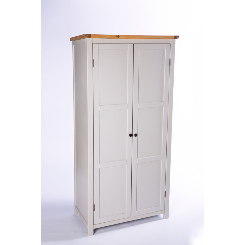 Stretford 2 Door Solid + Manufactured Wood Wardrobe, Antique Brass