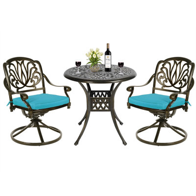 Round 2 - Person 31" Long Bistro Set with Cushions