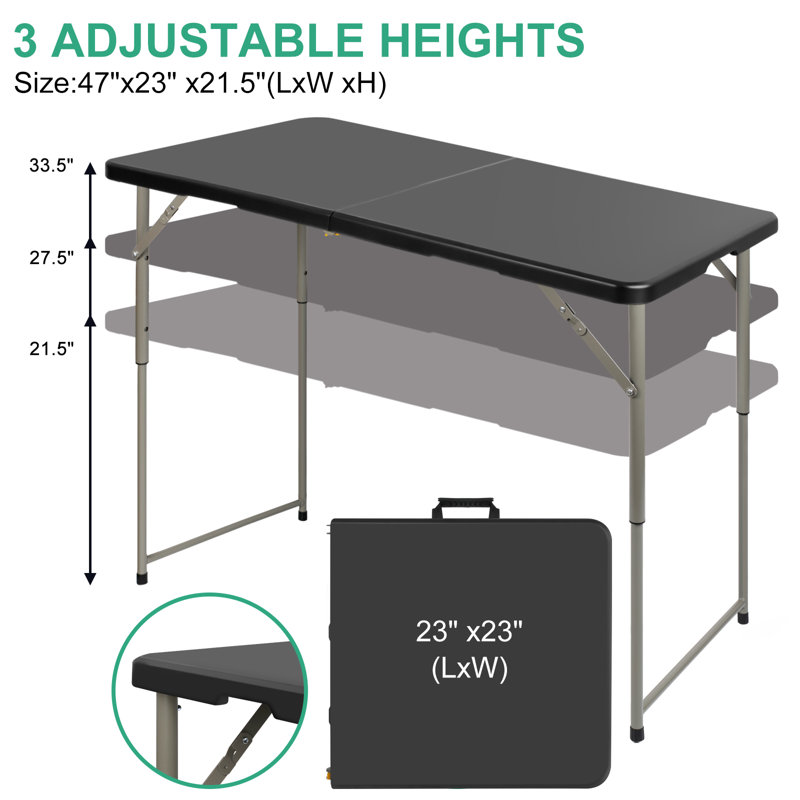 Table de camping pliante d'extérieur 4 pieds