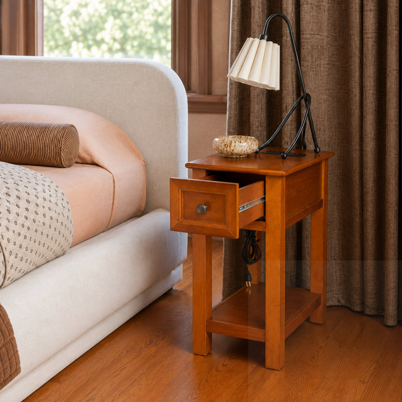 Nightstand With Drawer and Shelf