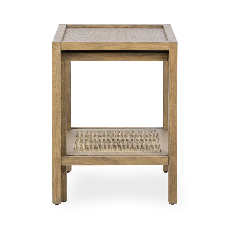 Devin Oak Wood Nesting End Table, Latte Brown