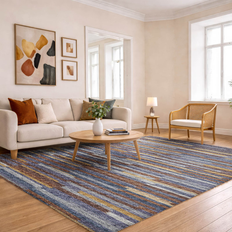 Premium Machine Washable Dream Shag ADS114 Striped Bars Rug, 3' x 5', Landscape
