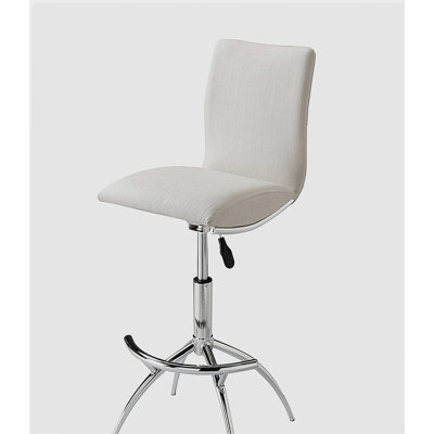 Tabouret de bar moderne en cuir texturé / hauteur réglable chrome blanc doux