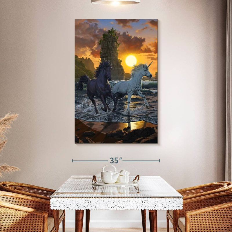 Brampt Unicorns In Sunset, 51" H x 34" W