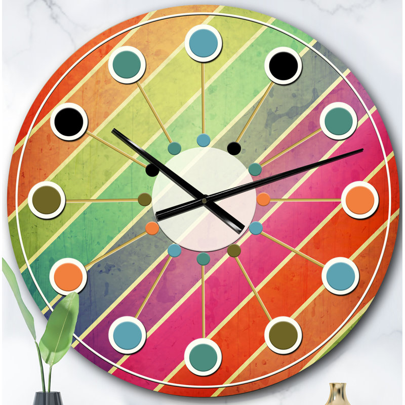 Horloge murale géométrique rétro Design IV - Mid-Century, Surdimensionné