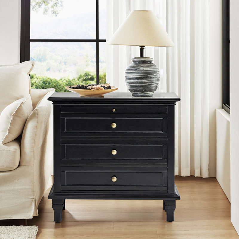 Dominic Country 72cm W 3 - Drawer Bedside Table, Black