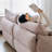 Creamy Style Pink Straight-layout Sofa