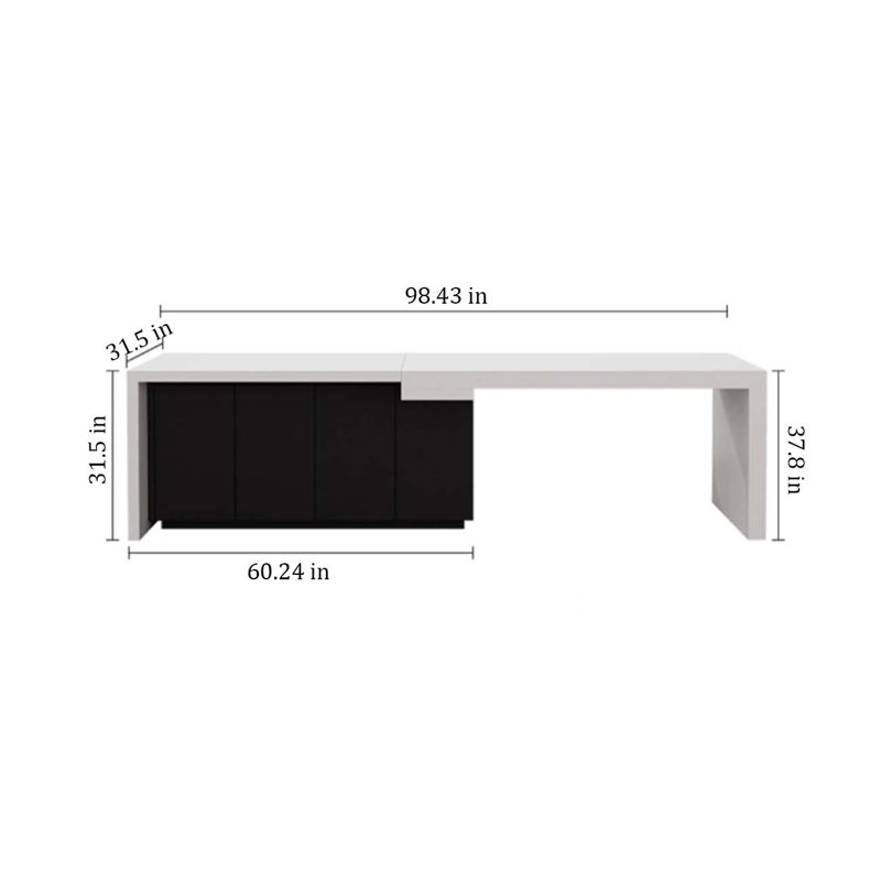 The rock slab island table is retractable