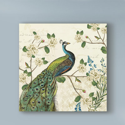 «Peacock Arbor I Ivory Sq», reproduction d'impression sur toile tendue