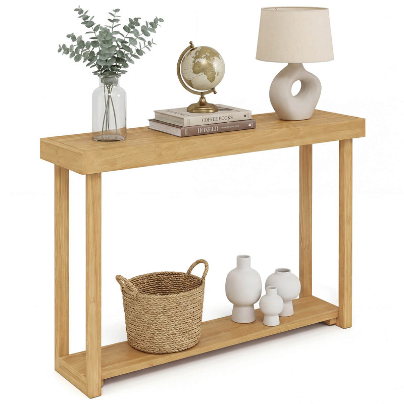 Console 46 po en teck, canapé-lit 2 étages avec structure en bois de teck naturel - 46 po