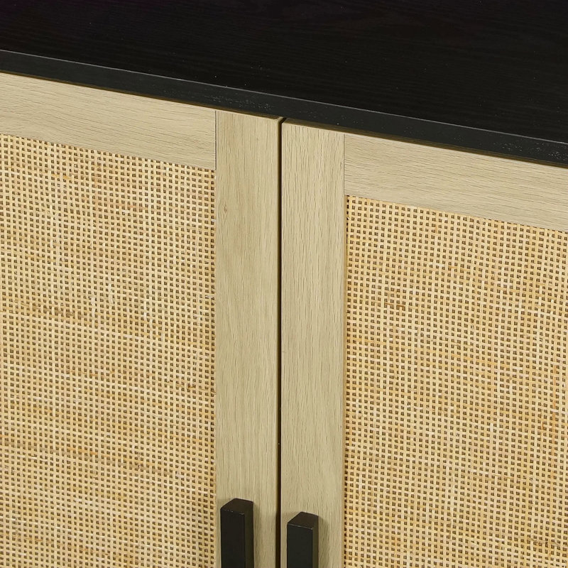 Buffet de 31,5 po avec 2 portes et tablettes en rotin