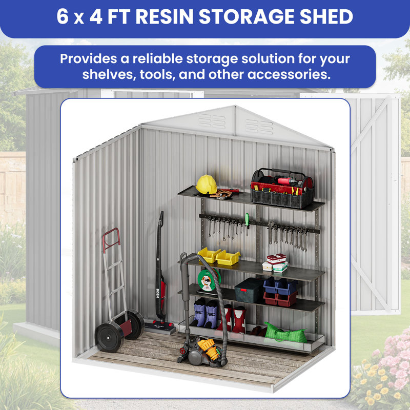 Galvanized Steel Vertical Storage Shed, Dark Gray