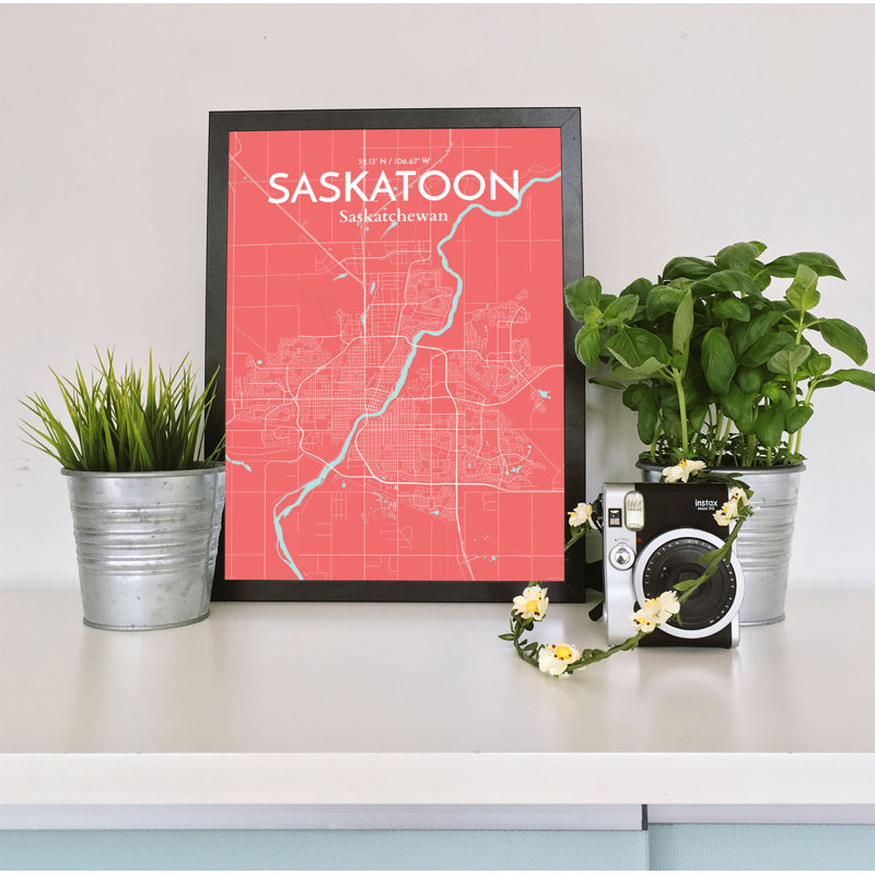 « saskatoon city map », ensemble d’impression sur papier, H 17 po x l 11 po