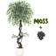 Ficus artificiel de 4 pi avec pot de fleurs en céramique blanche, plante d'intérieur / extérieur avec galets et mousse verte pour la maison ou le bureau-1319423817