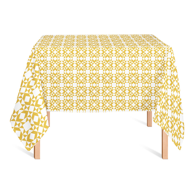 Nappe carrée en polyester à motif géométrique, Jaune