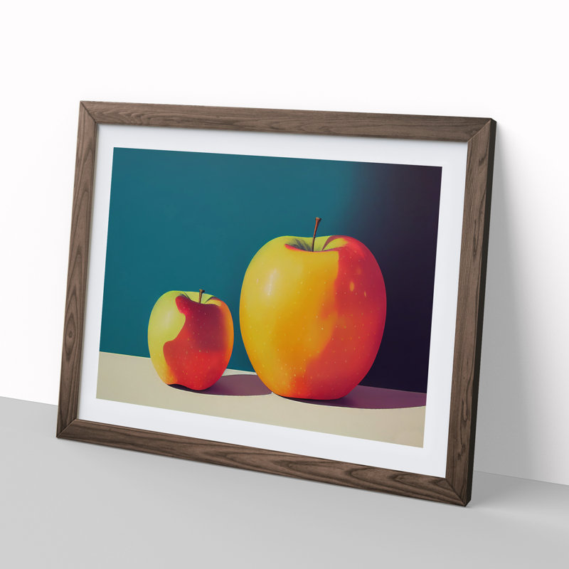 Two Apples Fruit Vol.1 - Framed Print, 46cm H x 64cm W x 2cm D, Walnut