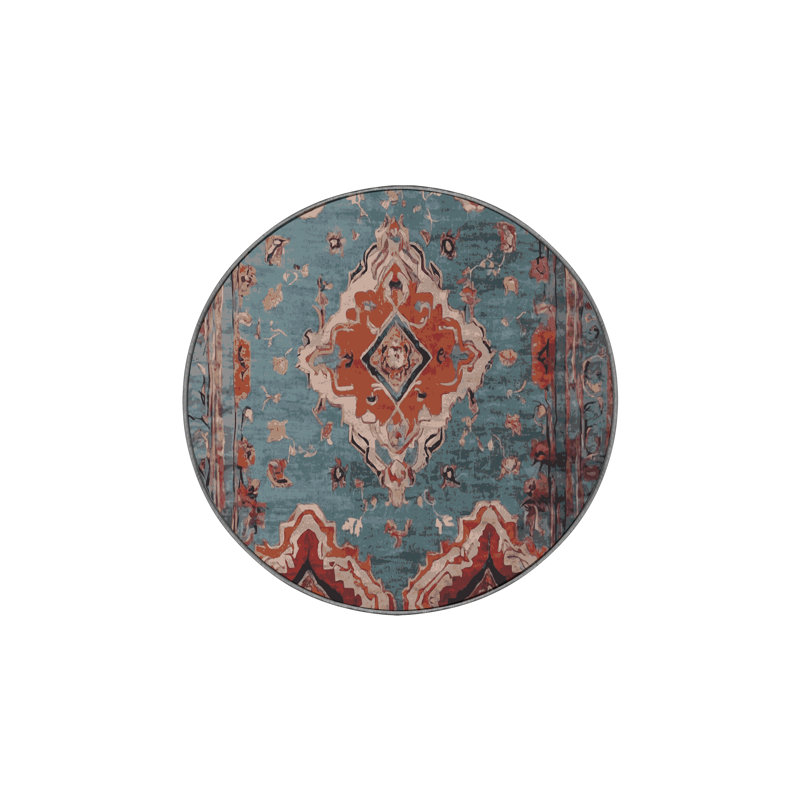 Tapis gris soyeux et moelleux, Rond 8 pi