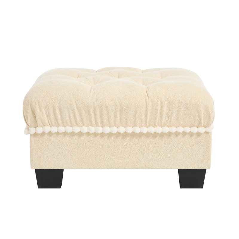 Repose-pieds beige en chenille multi-scénario