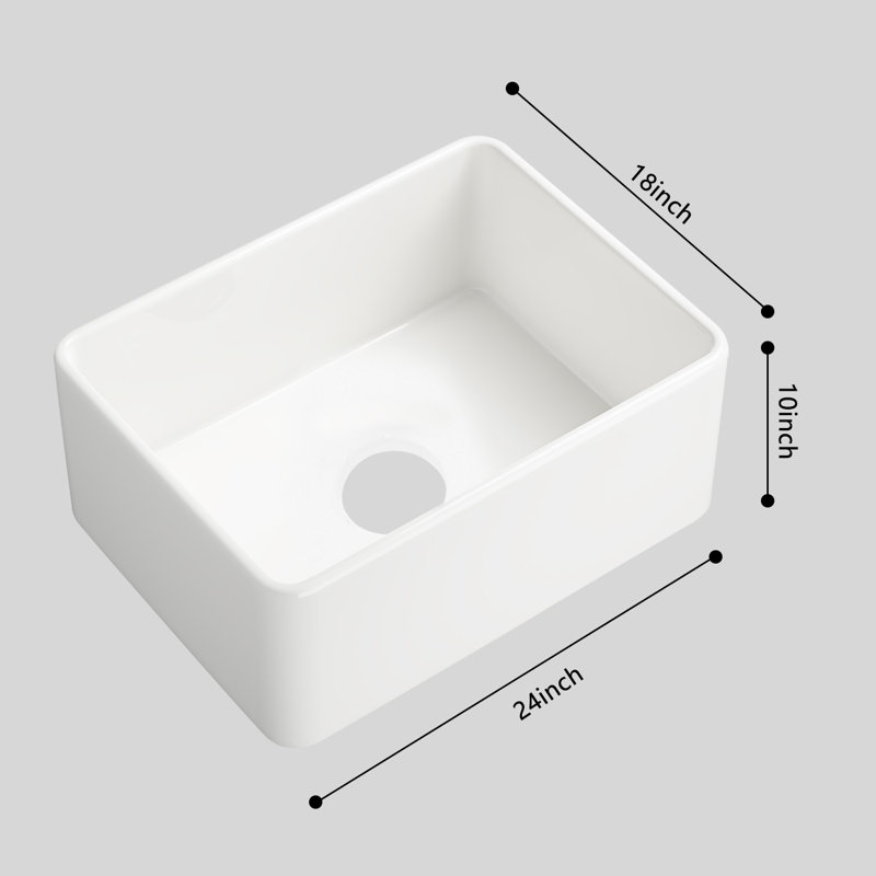 24'' L Farmhouse Single Basin Kitchen Sink, White