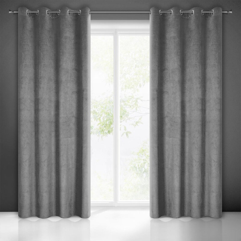 Lili Polyester Blackout Eyelet Curtain Panel, Grey/Brown/Blue