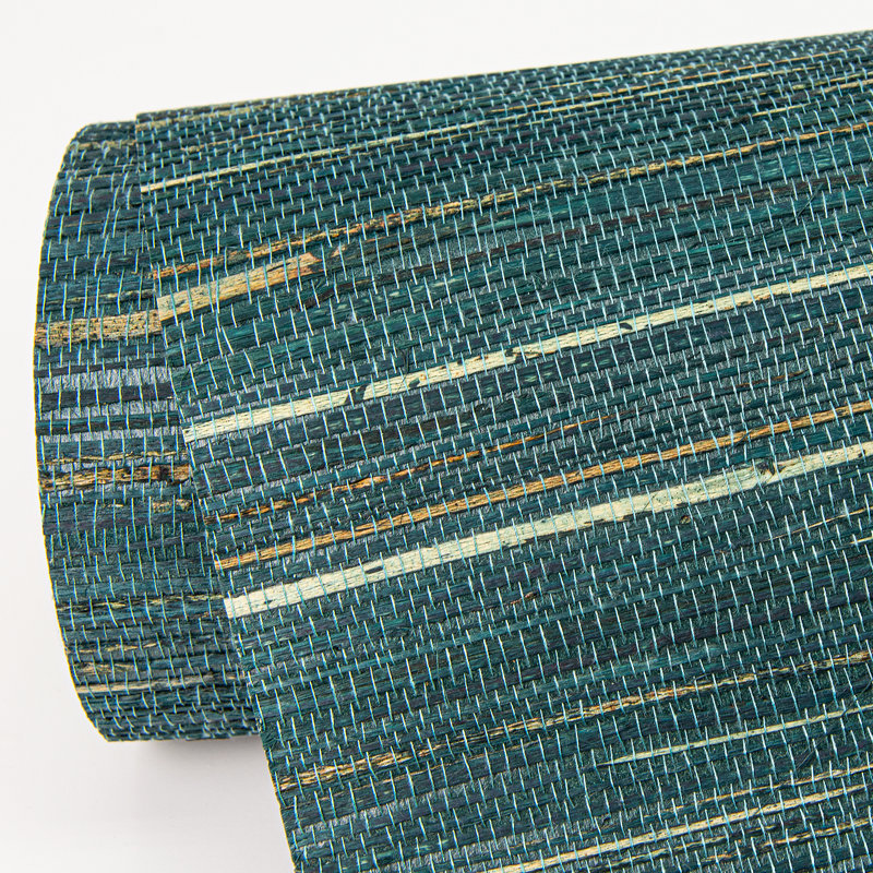 Loom Abstract Grass Cloth Wallpaper Roll, Teal, 20.5" W x 33' L