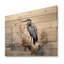 Grand héron bleu en harmonie mélancolique - Héron, art mural sur bois de pin naturel-101402477