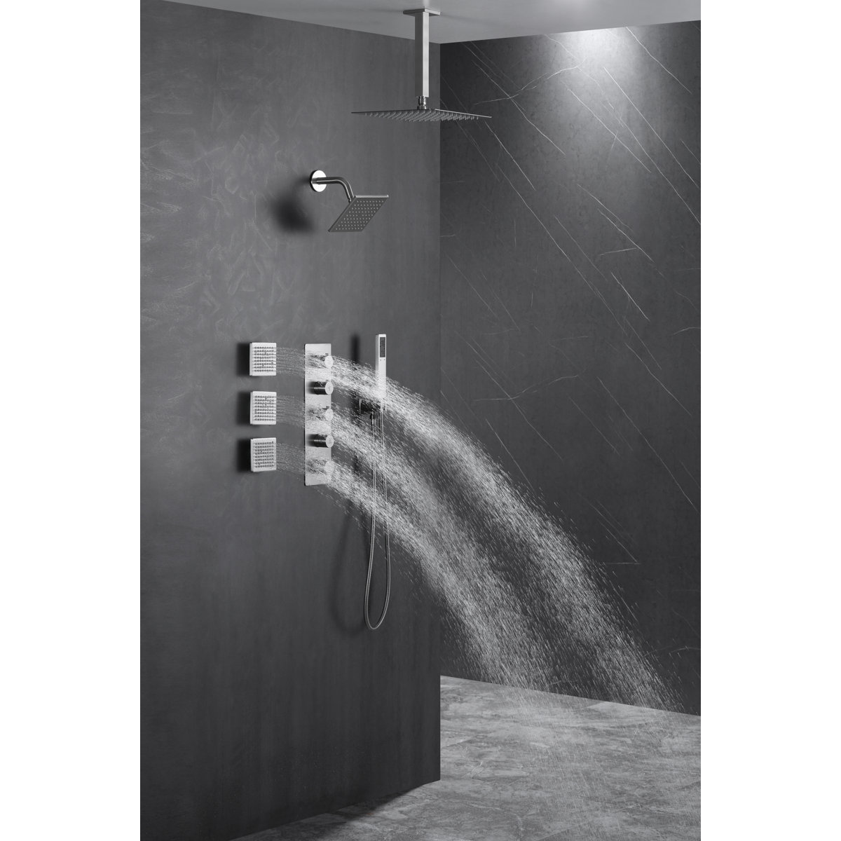 Wonderland America Thermostatic Ceiling Mount Rain Head with Rough-in ...