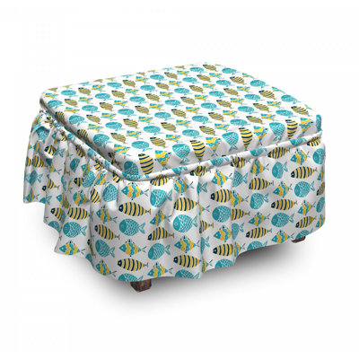 Housse pour repose-pieds dessin animé marine doodle