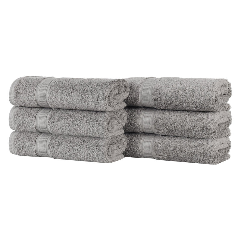 Ensemble de serviettes en coton biologique Lyndon, Argent, Ensemble de 6 serviettes à main