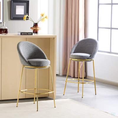 Tabouret de bar intérieur en métal rembourré, structure et revêtement mixtes, ensemble de 2