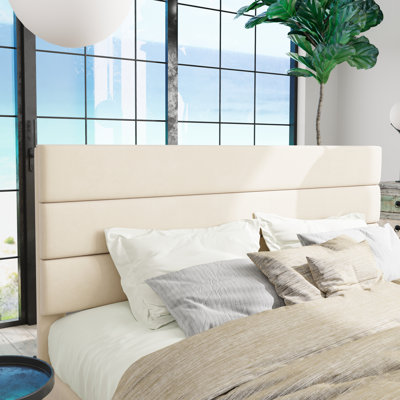 Elison Platform Bed with Fabric Upholstered Headboard and Wooden Slats