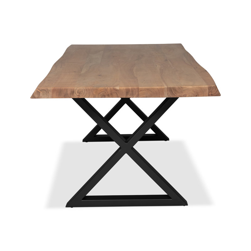 Brooks X Base Dining Table, 29.75"H x 92"L x 40"W, Black, Teak