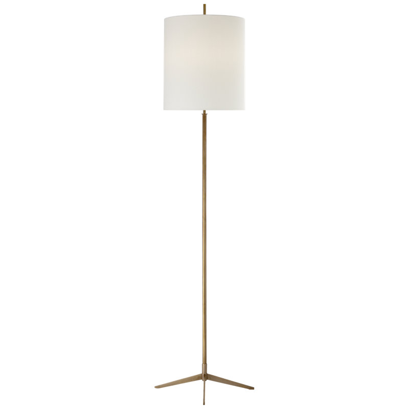 Thomas O'Brien Caron Floor Lamp, Hand-Rubbed Antique Brass, Fabric