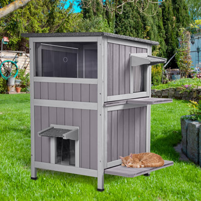 Feral Cat House Outdoor Waterproof Kitty Shelter For Winter,cat Cage Perfect For Outdoor And Inddor Use,2-story