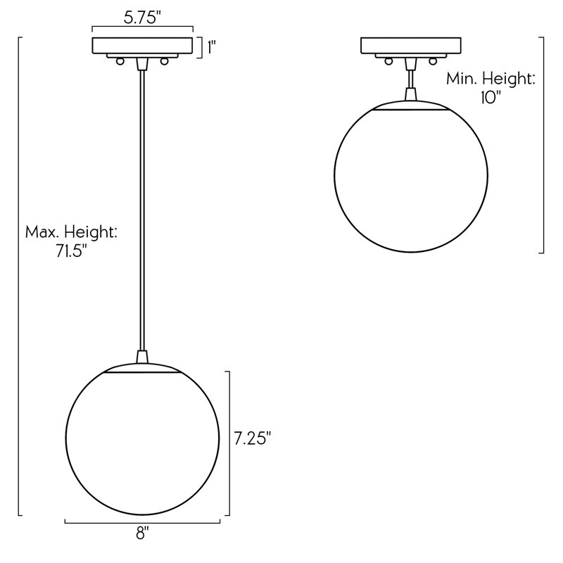 Ailet 1 - Light Single Pendant, 71.5"H x 8"W x 8"D