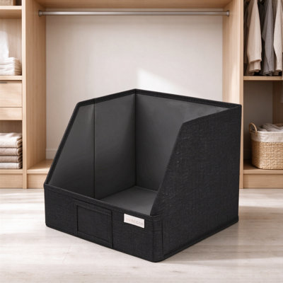 Paniers de rangement trapézoïdaux ouverts sur le devant, organisateur d'étagère pliable avec fente pour étiquette, panier gain de place pour pulls, serviettes, jeans et linge de maison, solution de rangement moderne pour la maison