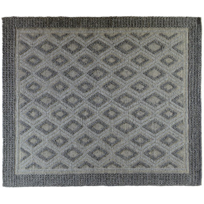 Hand Braided Geometric Area Rug in Gray