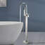 Robinet de baignoire autoportant à poignée simple avec douchette à main Topcraft, nickel brossé-115950682
